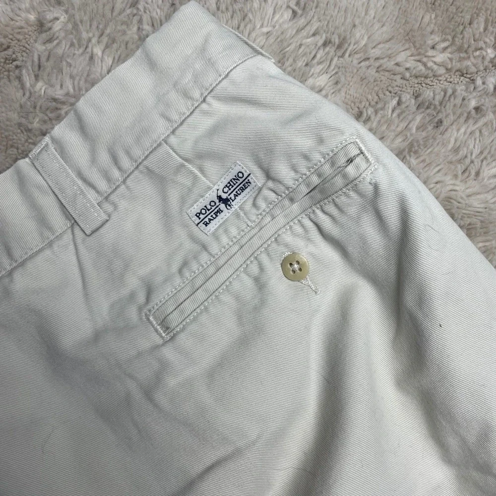 Polo Ralph Lauren Andrew Pant Mens 35x32Pleated Chino Trousers Stone White